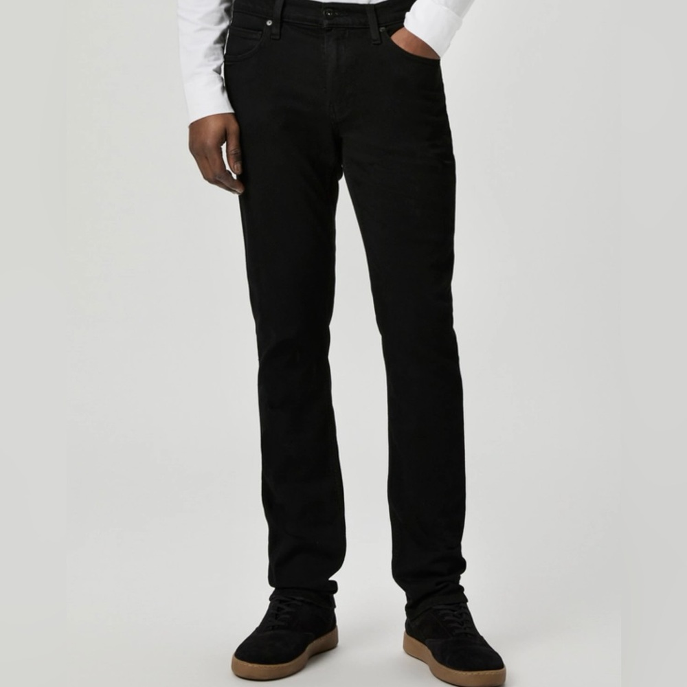 PAIGE Lennox in Black Shadow Slim Fitted men’s jeans in Transcend denim. Men S